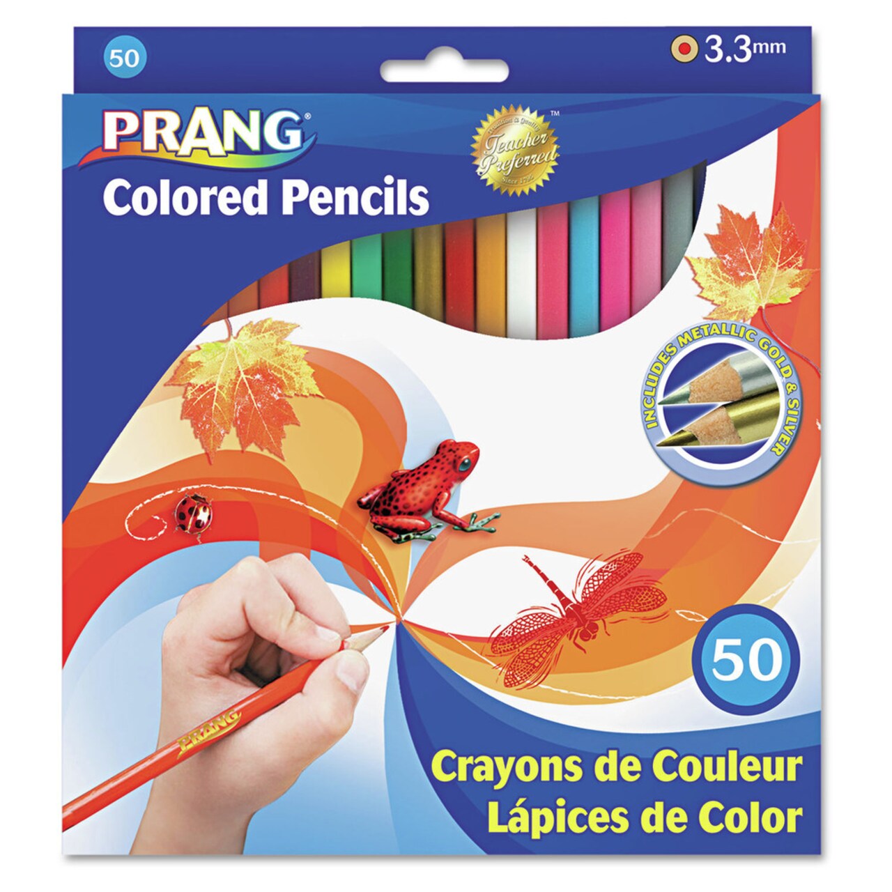Prang 3.3 mm 2B Colored Pencil Sets - Assorted Lead/Barrel Colors (50/Set)